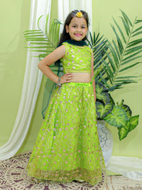Thumbnail for NOZ2TOZ Kids Girls Ethnic Festive and Wedding Wear Sequin Party Lehenga Choli With Dupatta for - Green - Distacart