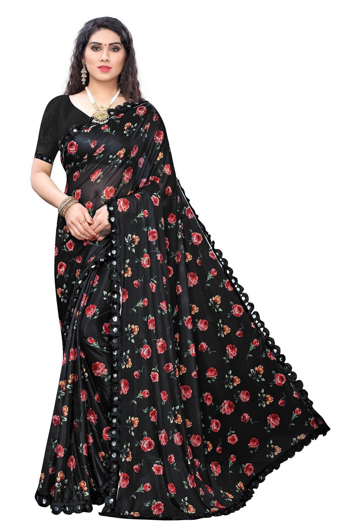 Vamika Black Lycra Printed Latest Saree