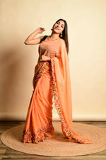 Thumbnail for Vastrasky Orange Georgette Designer Saree - Distacart