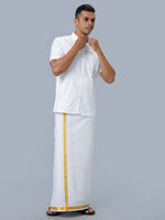Thumbnail for Ramraj Cotton Mens Half Sleeve Formal Poly Cotton White Shirt - Distacart