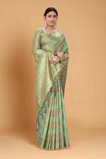 Thumbnail for Sea Green Soft Organza Woven Design Saree With Unstitched Blouse Piece - Zaara - Distacart