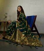 Thumbnail for Glamorous Designer Stone Green Color Organza Silk Saree With Weaving Work - Yomika Fashions - Distacart