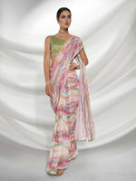 Thumbnail for Pink Georgette Sequence Embroidery Saree With Unstitched Blouse Piece - Rajal - Distacart