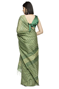 Thumbnail for Mominos Fashion Olive Green Color Bhagalpuri Saree