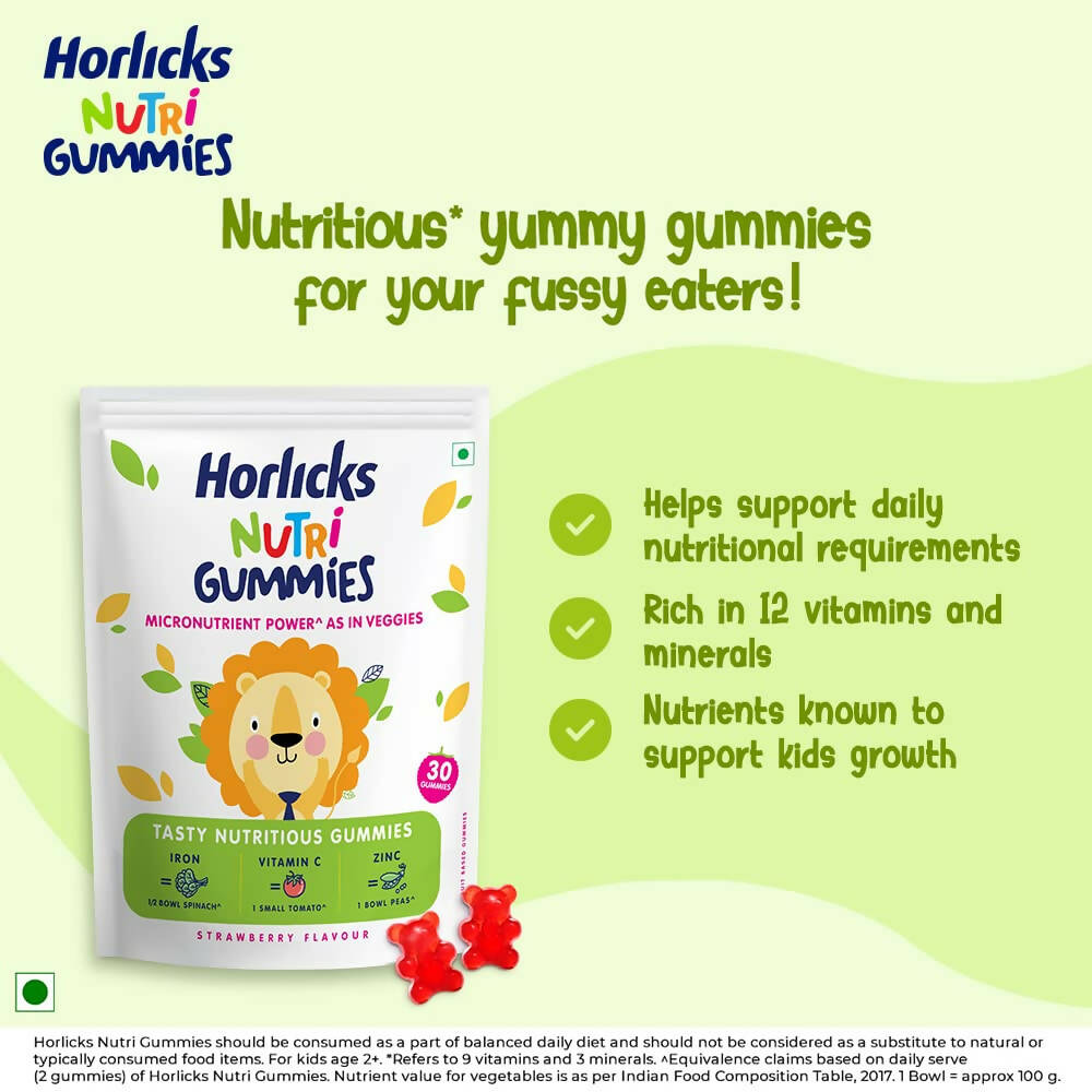 Horlicks Nutri Gummies for Kids - Strawberry Flavor - Distacart