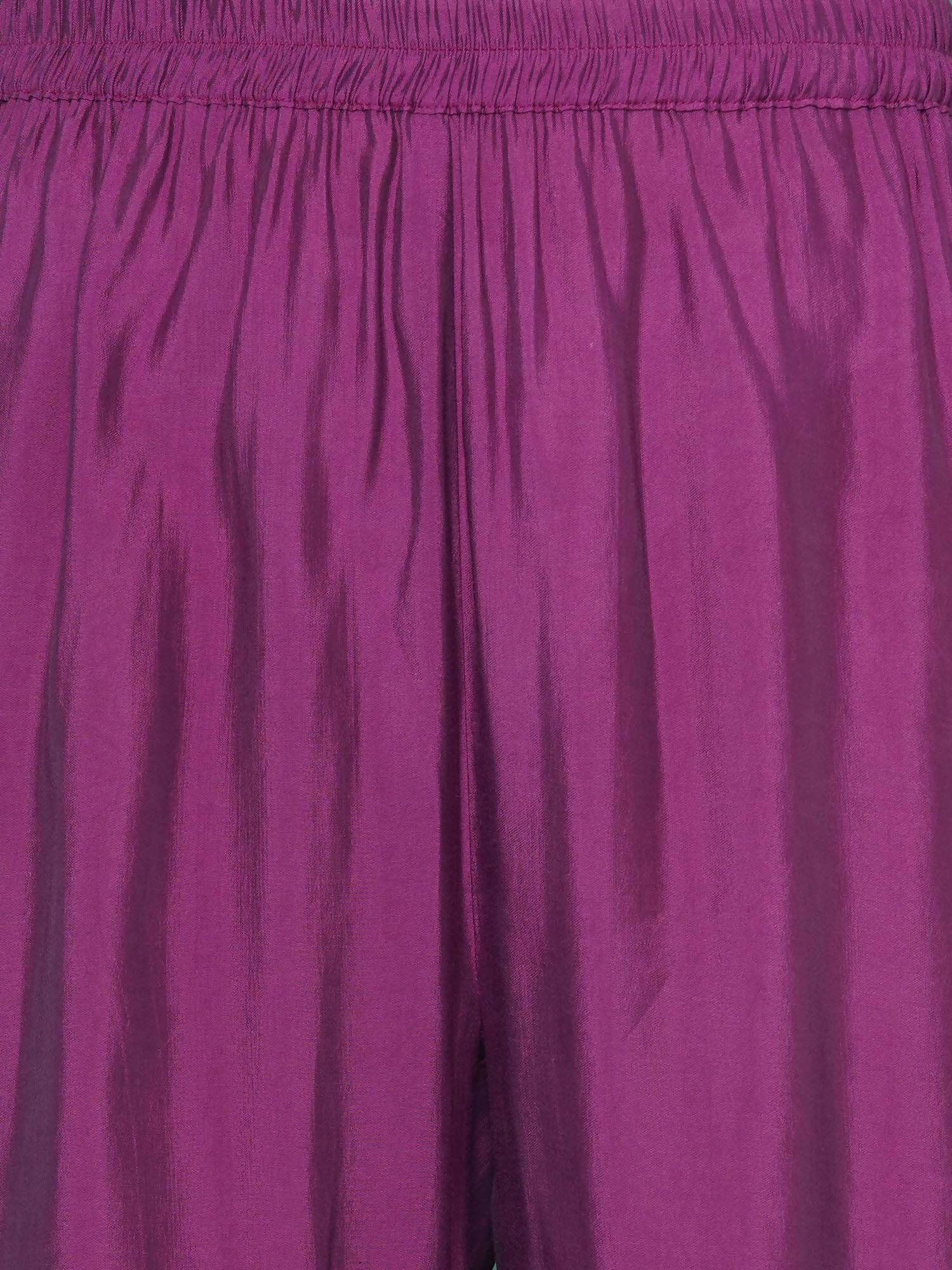 Women Republic Purple Art Silk Embroidered Kurta with Afghani Salwar - Distacart