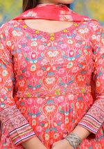 Thumbnail for Functional Designer Red-Orange Dola Silk Anarkali suit with Dupatta - Ramya - Distacart