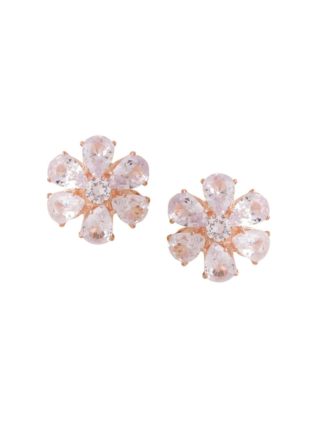 NVR Women Golden Cz Studded Studs Earrings - Distacart