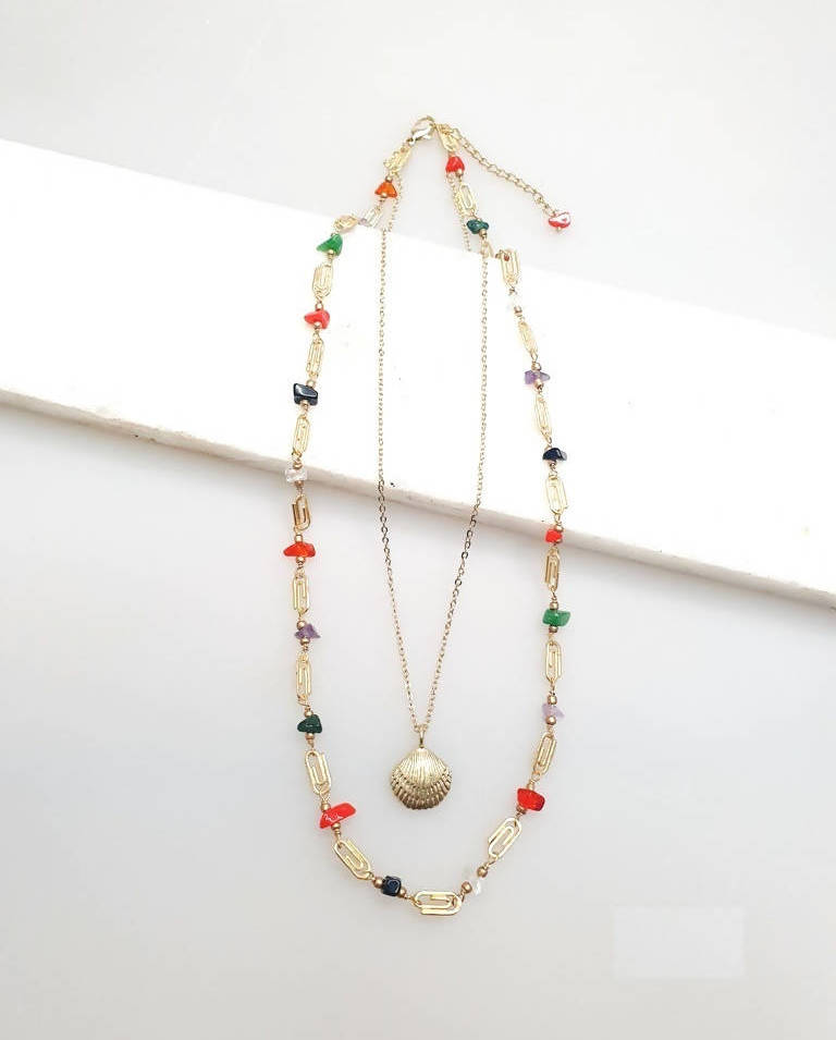 Bling Accessories Uncut Natural Stone Chips Necklace