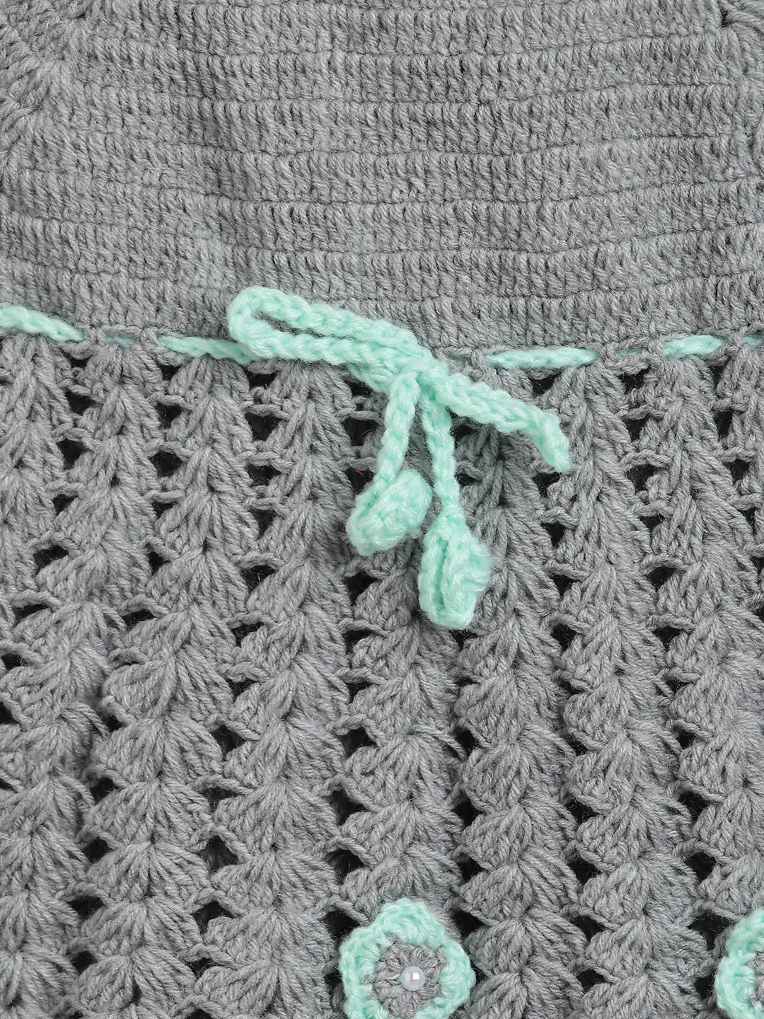 ChutPut Hand knitted Crochet Maharani Wool Dress - Green - Distacart