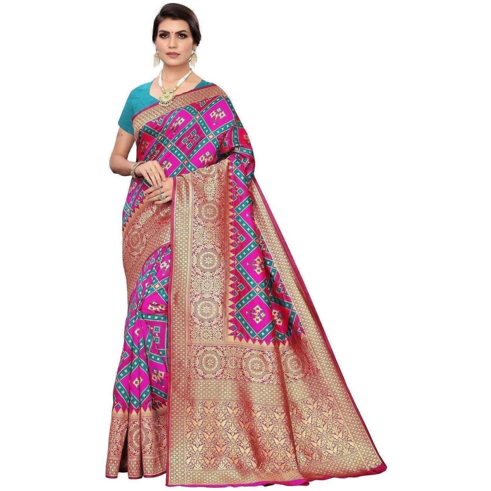 Vamika Banarasi Jaquard Pink Weaving Saree (Banarasi 17)
