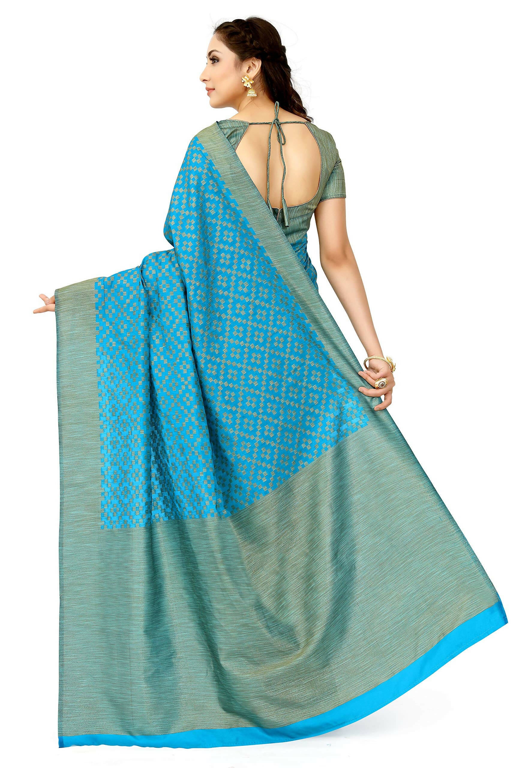 Mimosa Women's Patola Art Silk Turquoise Blue Saree - Distacart
