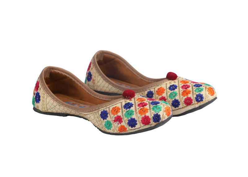 Tiny Bugs Girls Ethnic Floral Embroidered Juttis - Multi - Distacart