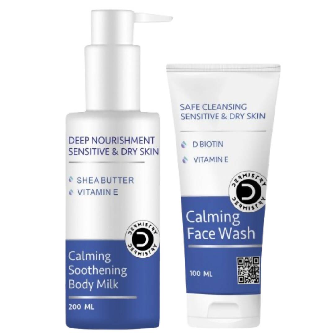 Dermistry Dry & Sensitive Skin Body Milk Lotion & Calming Face Wash - Distacart