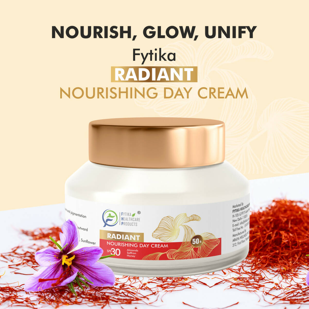 Fytika Radiant Nourishing Day Cream with Saffron, Almonds and Honey with SPF30 - Distacart