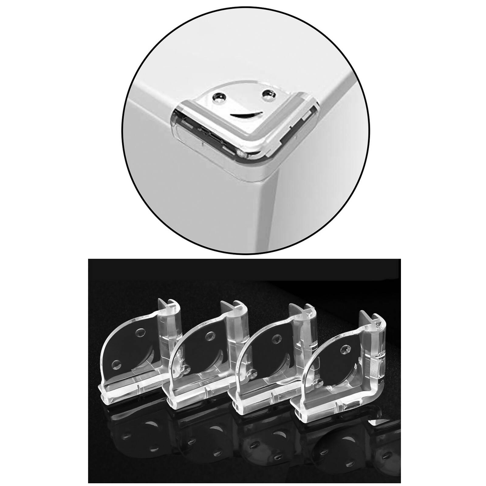 Safe-O-Kid Head Injury Safety - Smiley Shaped, Compact Corner Safety For Sharp Corners- Transparent - Distacart