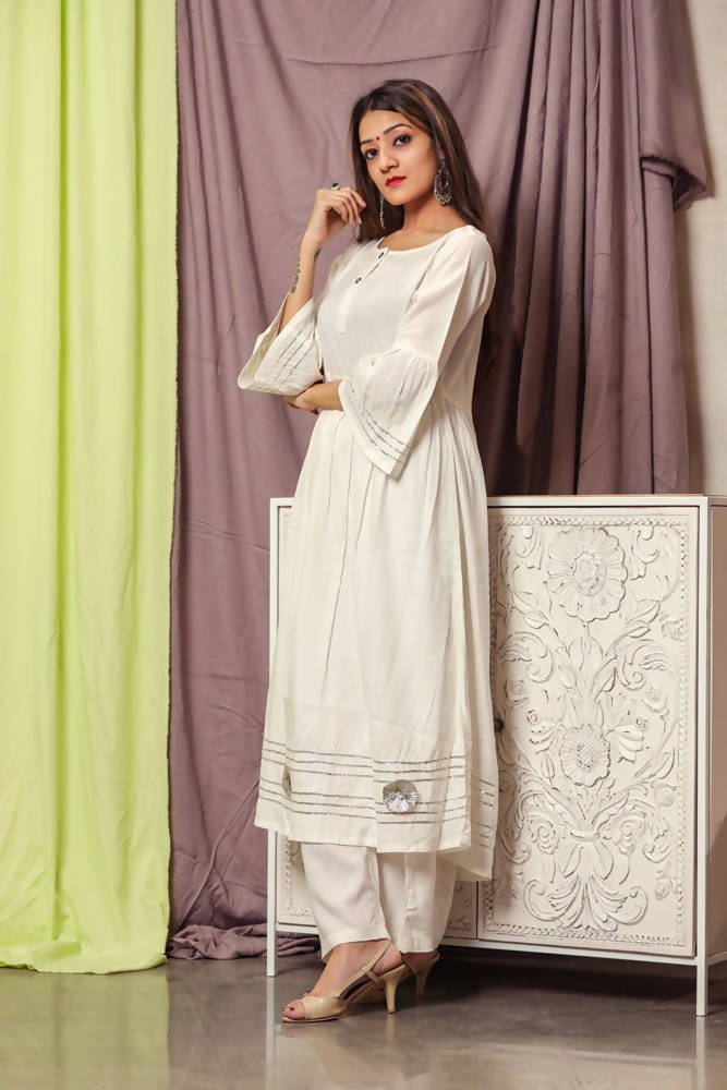 Cheera Hot White Gotta Kurta Set