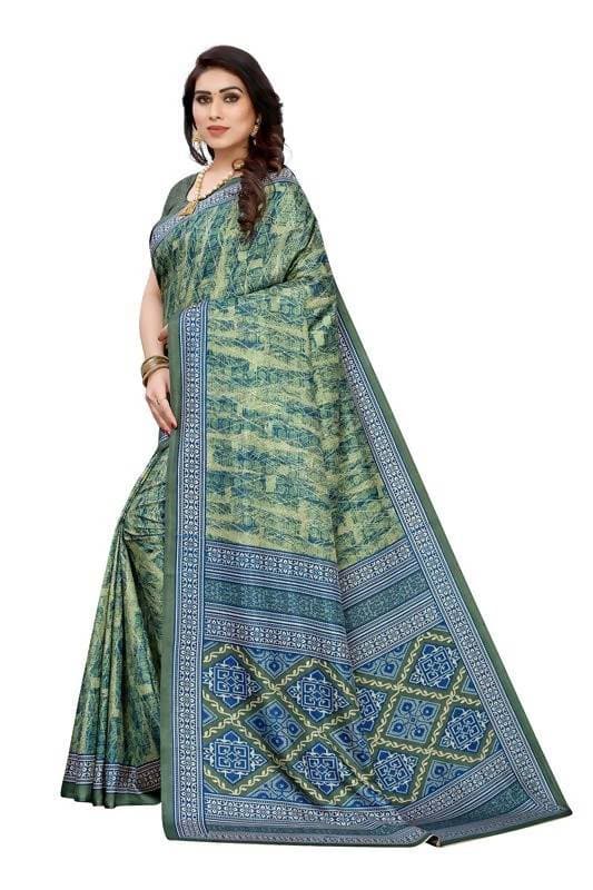 Vamika Printed Green Crepe Silk Saree (ICE GREEN)