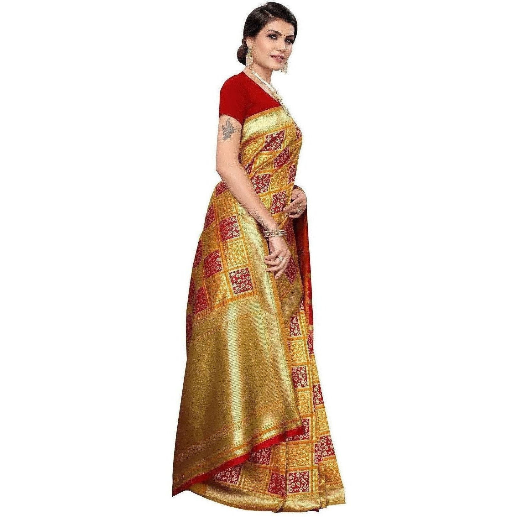 Vamika Banarasi Jaquard Mustard Weaving Saree (Banarasi 22)