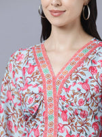 Thumbnail for Myshka Women Red Printed Pure Cotton Maxi Dress - Distacart