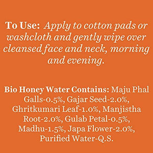 Biotique Bio Honey Water With Pore Tightening Toner Contetns