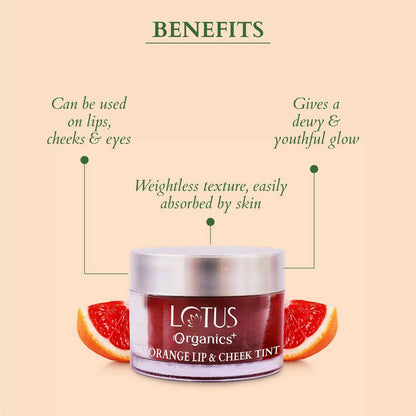 Lotus Organics+ Tangy Orange Lip & Cheek Tint - Distacart