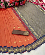 Thumbnail for DEIANA'S Beautiful Golden Jari with New Design Soft Lichi Silk Saree - Orange - Distacart