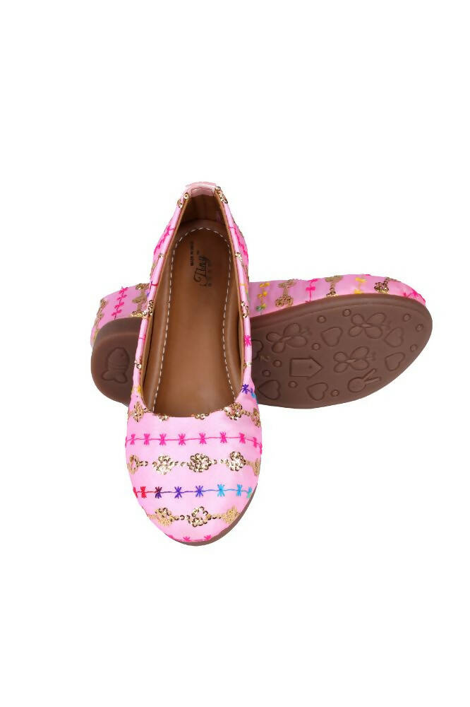 Tiny Bugs Girls Embroidered Ethnic Ballerinas-Pink - Distacart