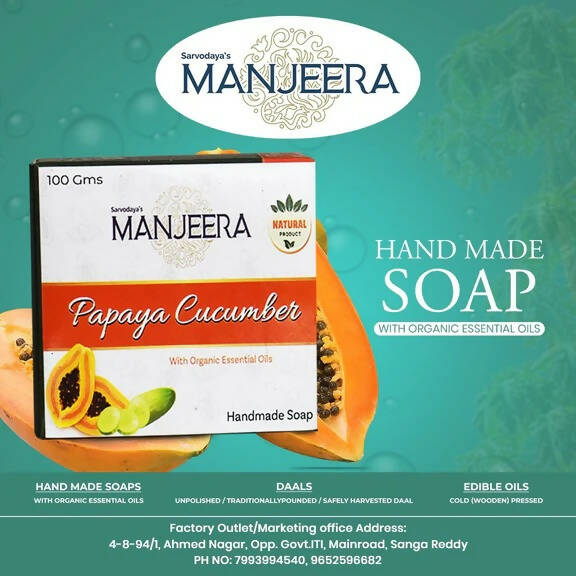 Manjeera Papaya Cucumber Hand Made Soap - Distacart