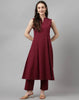 FIORRA Women's Maroon Rayon Silk A-Line Kurta Set - Distacart