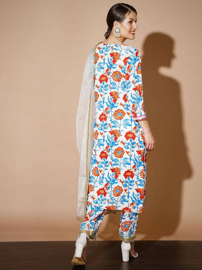Myshka Women Multi Solid Kurta & Trousers With Dupatta - Distacart