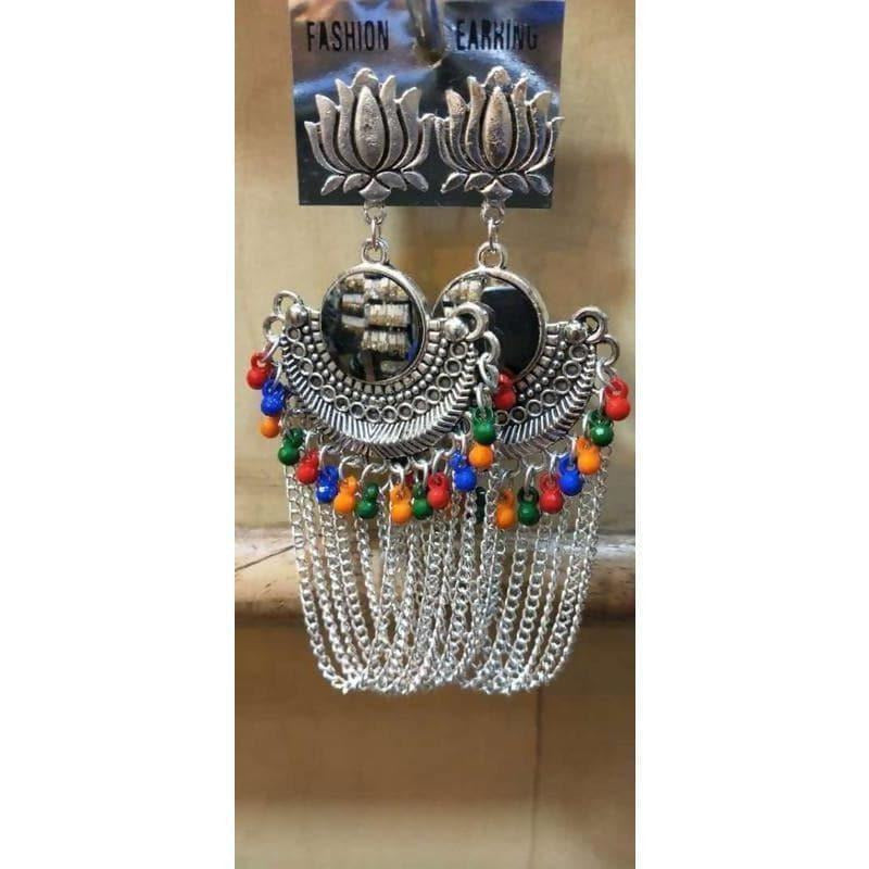 Lotus Design Half Moon Style Party Wear Earrings