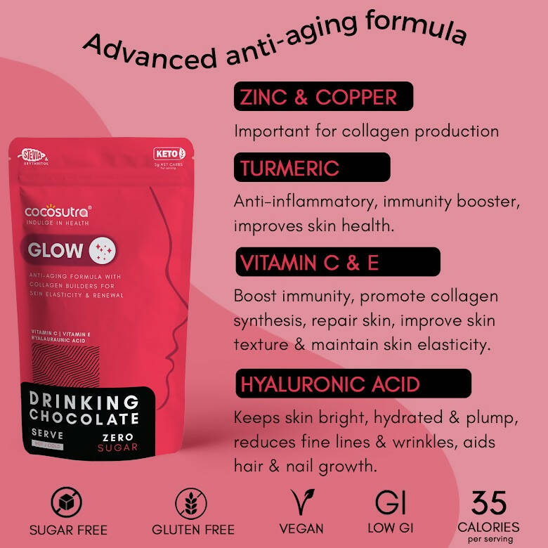 Cocosutra Lite - Glow - Sugar Free Drinking Chocolate Mix - Distacart