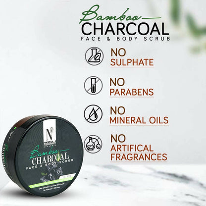 NutriGlow NATURAL'S Bamboo Charcoal Face & Body Scrub - Distacart