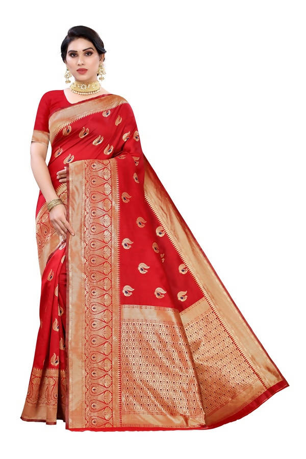 Vamika Banarasi Jacquard Weaving Red Saree (Siri Red)