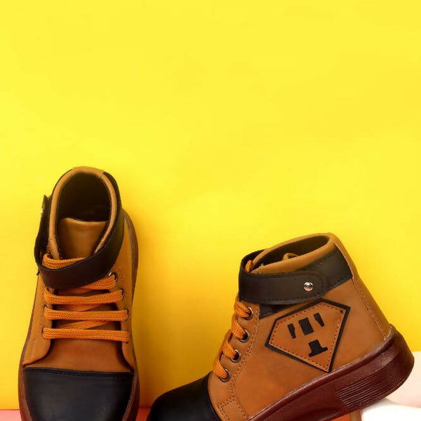 Tiny Bugs Boys Party Wear Mid Top Boots - Tan - Distacart