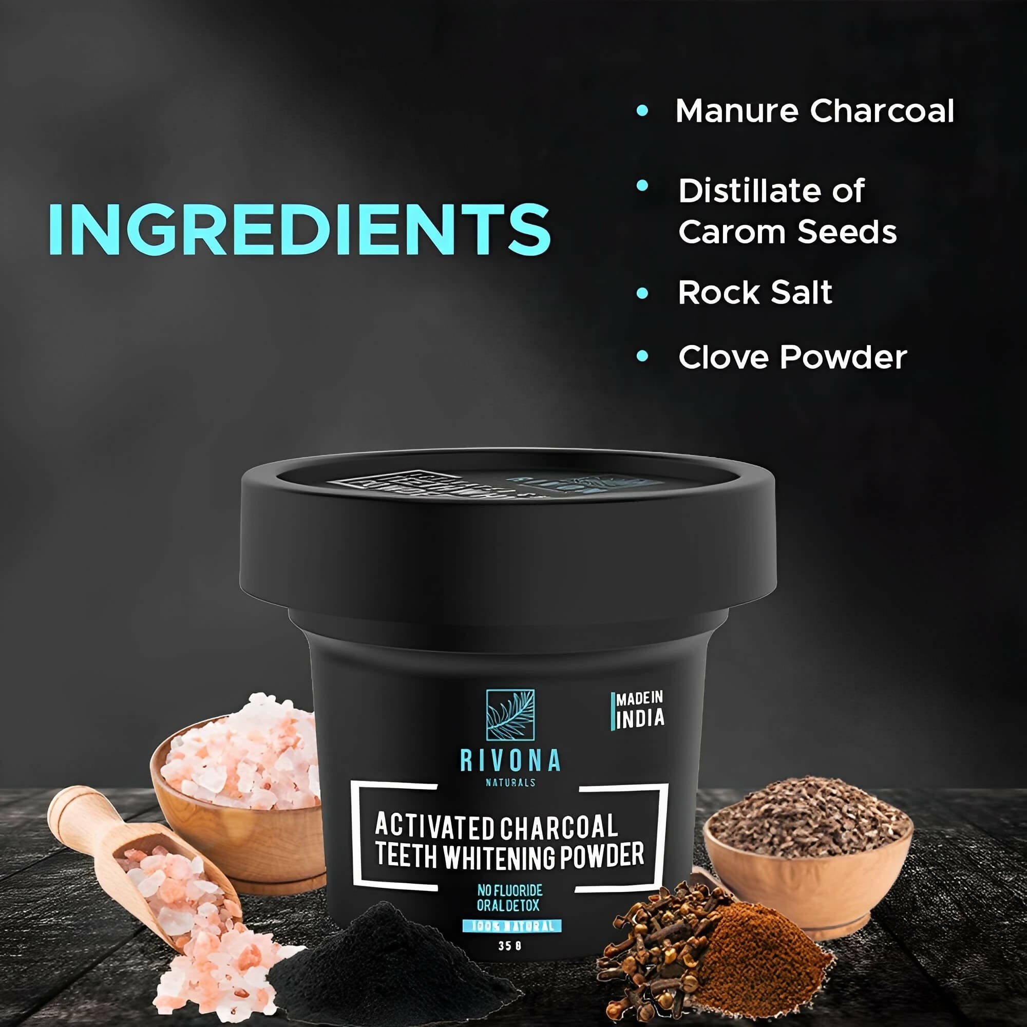 Rivona Naturals Activated Charcoal Teeth Whitening Powder - Distacart