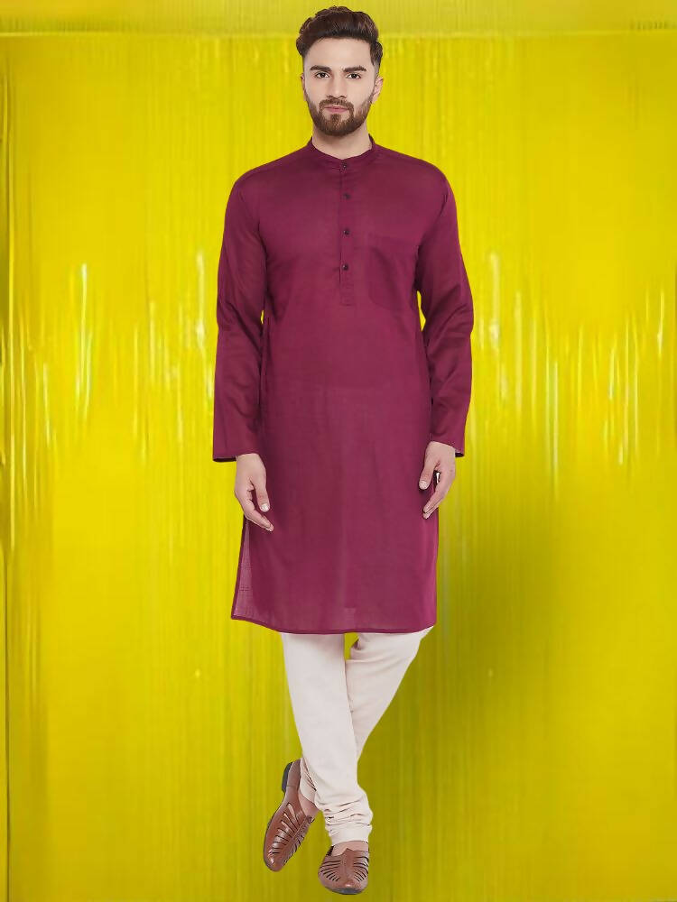 Even Apparels Pure Cotton Maroon Kurta - Maroon - Distacart
