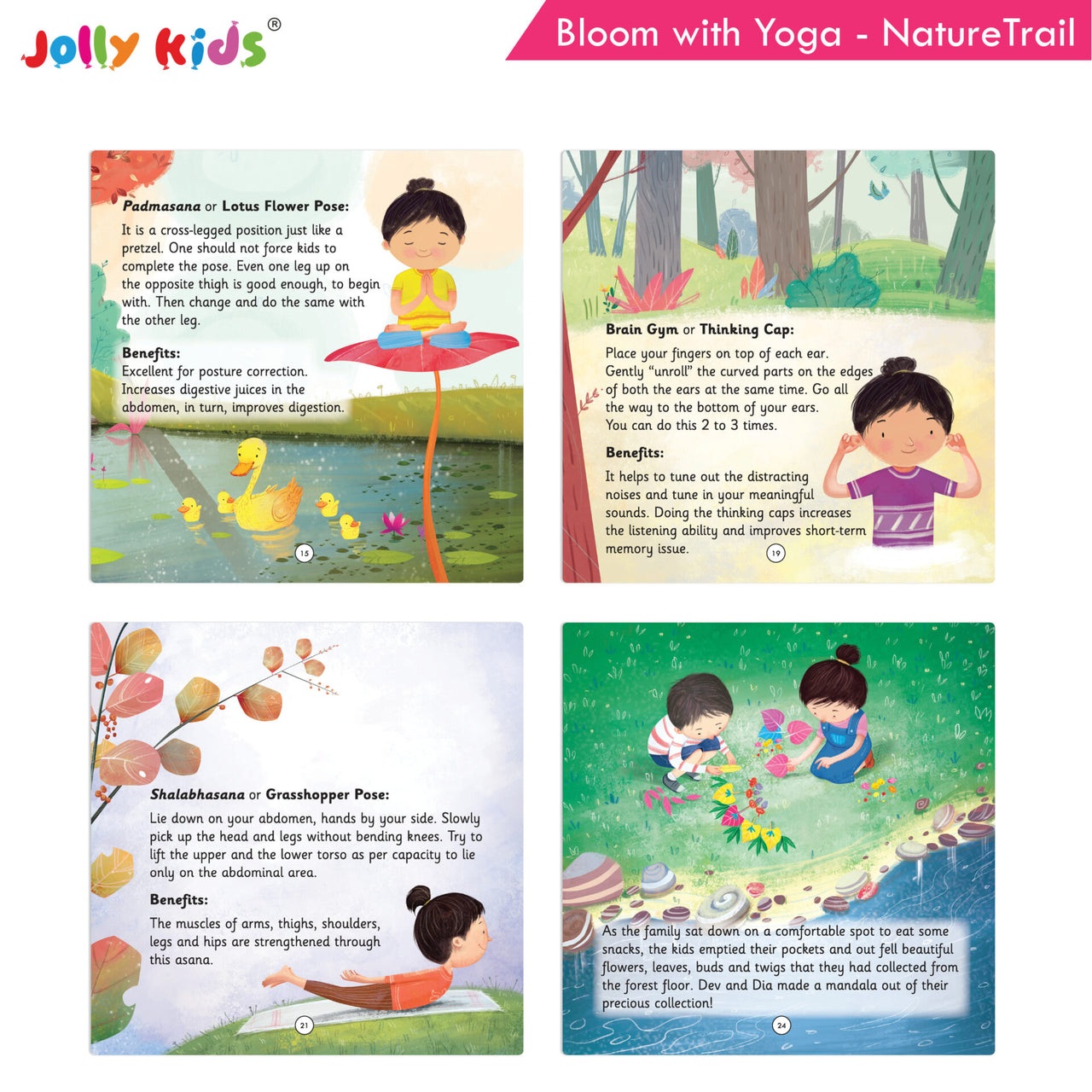 Jolly Kids Bloom With Yoga Books For Kids| Set of 4| Ages 3 - 7 Year| Yoga in Different Places Like Jungle, Beach, Schools, Gardens etc. - Distacart