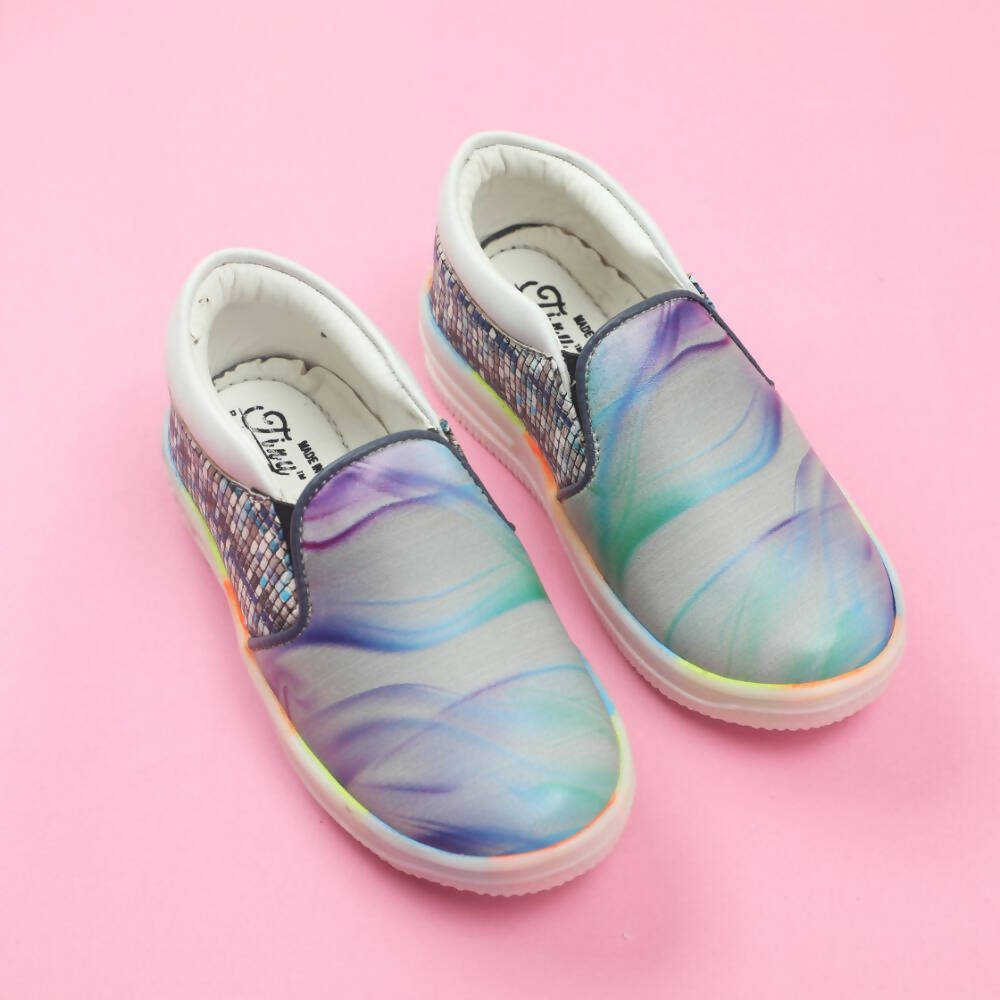 Tiny Bugs Unisex Sea Printed Slip Ons Sneakers - Grey - Distacart