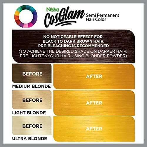Nisha Cosglam Semi Permanent Hair Color 32 Sunshine Yellow - Distacart
