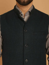 Thumbnail for Even Apparels Pure Wool Nehru Jacket - Green - Distacart