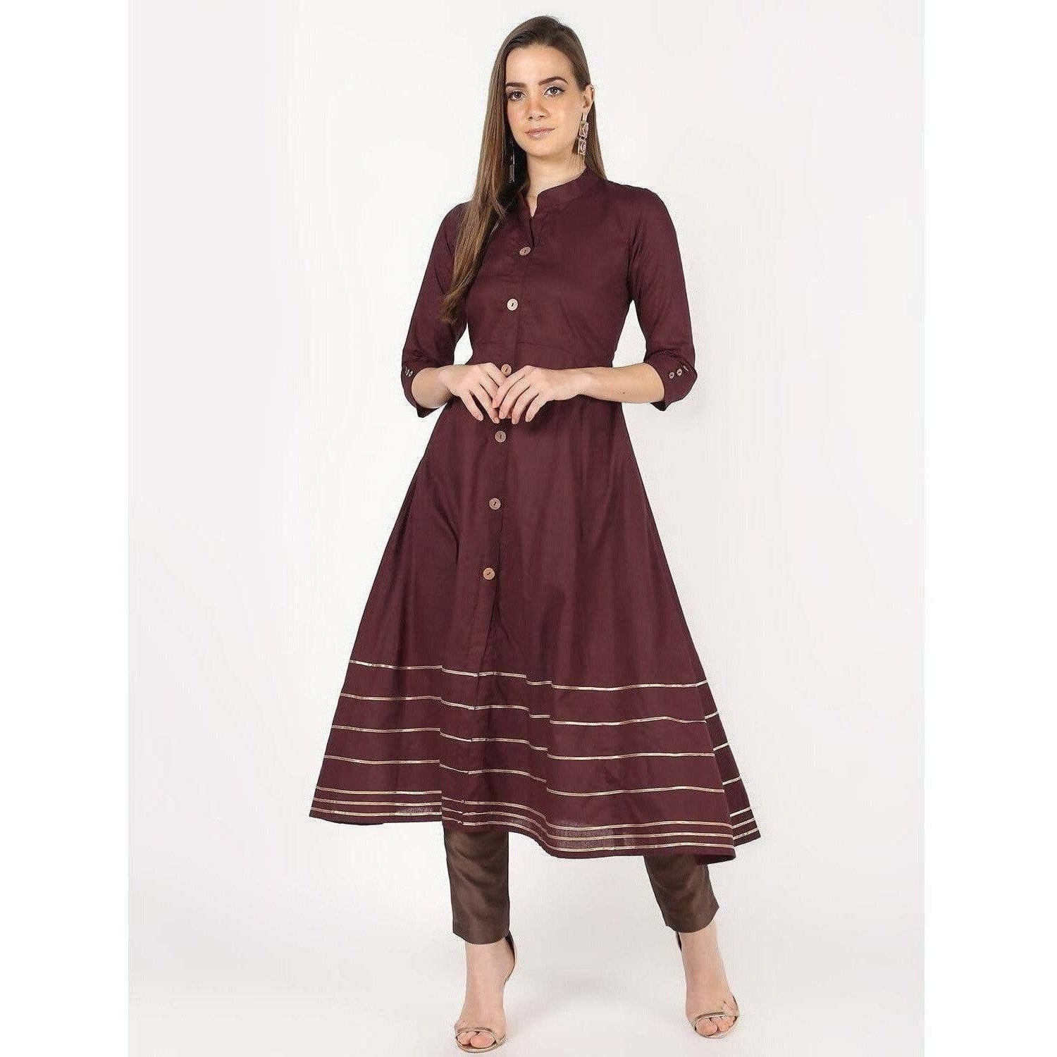 Cheera A-Line Front Buttaning With Gotta Work Kurti