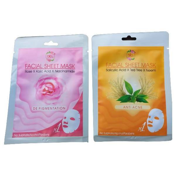 Duh Combo Pack Of Depigmentation And Anti Acne Face Sheet Masks