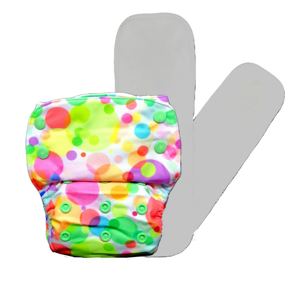 Kindermum Nano Aio Cloth Diaper With 2 Organic Cotton Inserts- Polka hues For Kids - Distacart