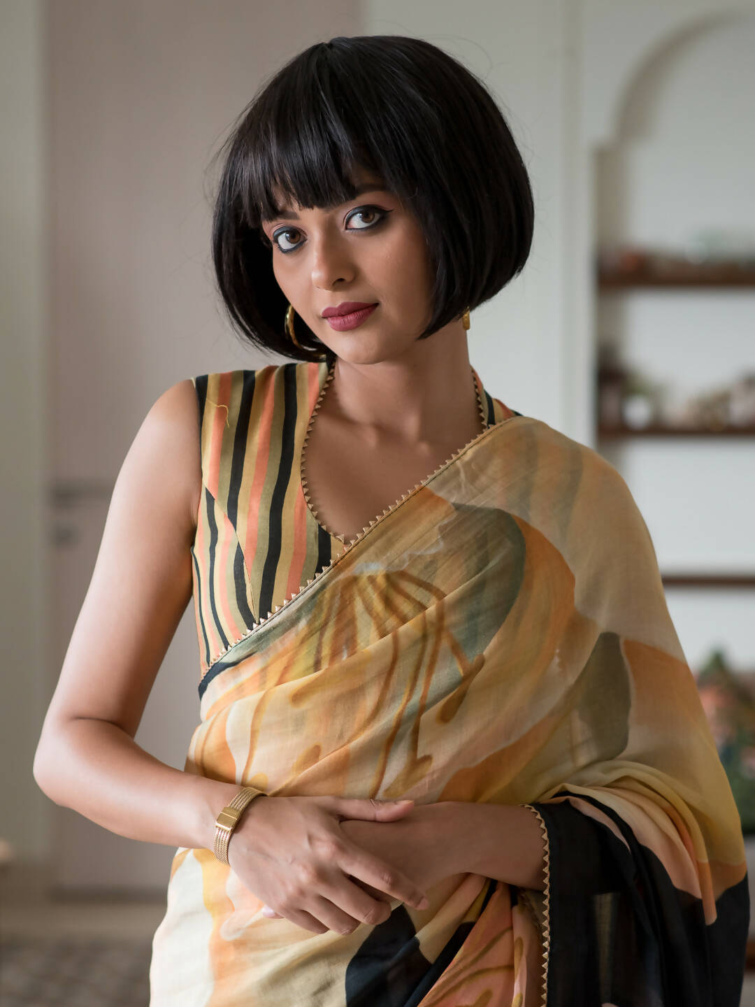 Suta Black Floral Pure Cotton Saree - Distacart