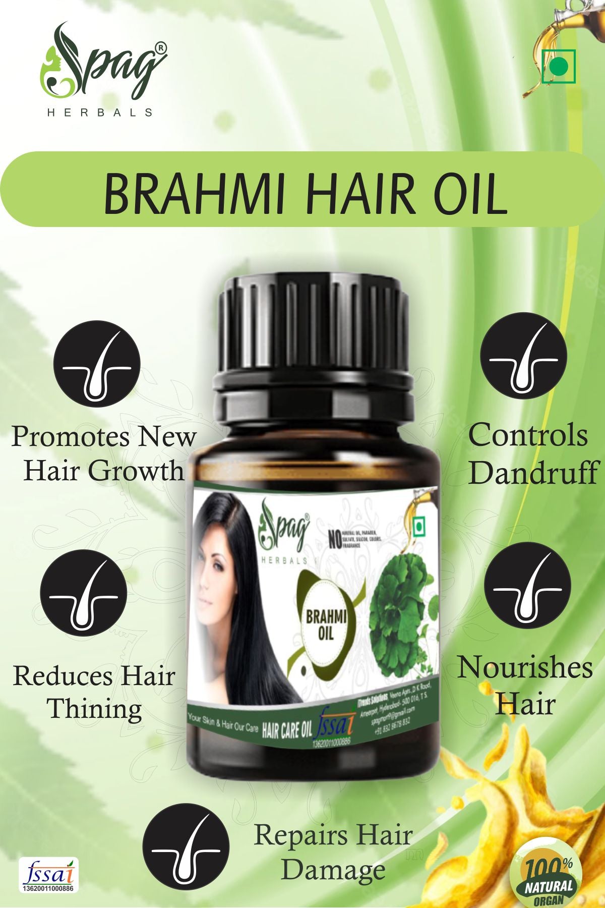 Spag Herbals Brahmi Oil For Hair Care - Distacart
