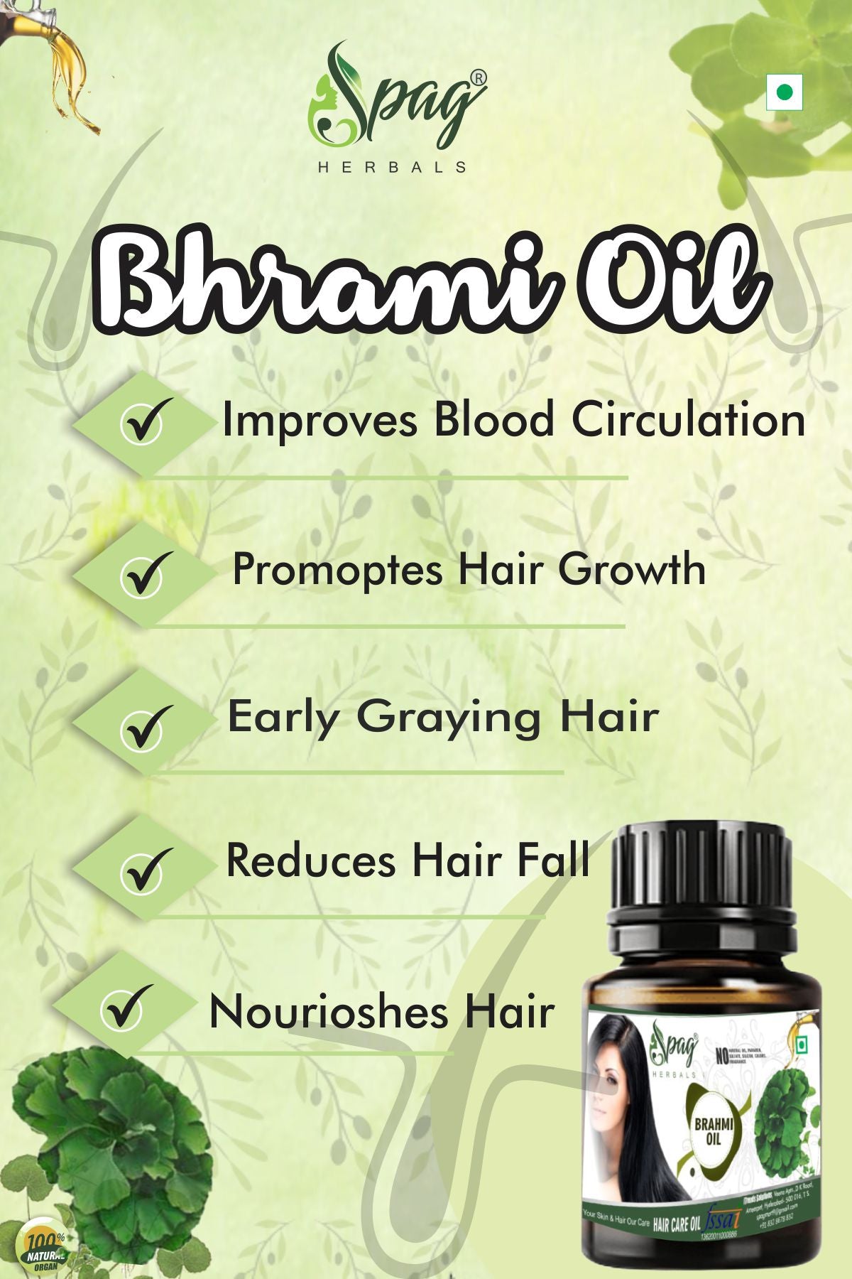 Spag Herbals Brahmi Oil For Hair Care - Distacart