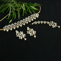 Thumbnail for Mominos Fashion Johar Kamal Gold-Plated Brass Finish Kundan/Pearls Choker For Women (White) - Distacart