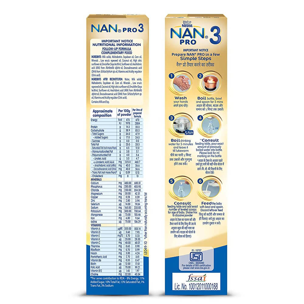 Nestle Nan Pro 3 Follow-Up Formula Powder After 12 Upto 18 Months Stage 3